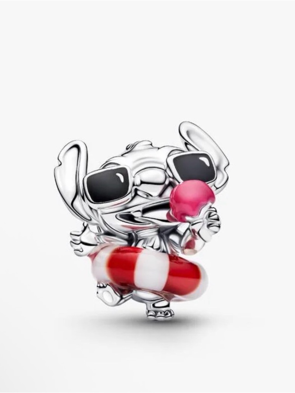 Pandora Sterling Silver Stitch Charm with Pink Ice Cream and Red Float